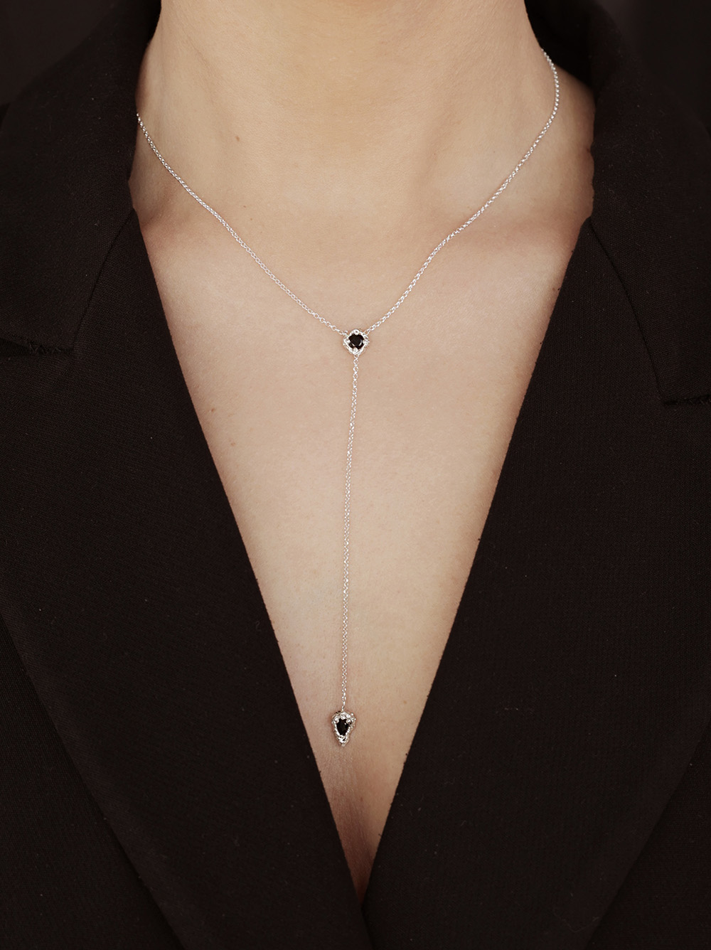 Naszyjnik srebrny, onyks - Desire