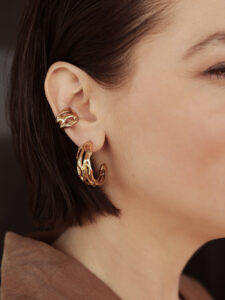 Kolczyki srebrne, złocone - Fluid Hoops