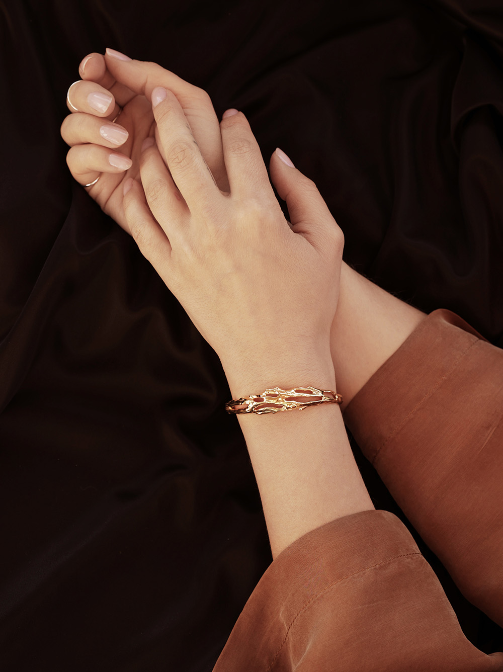 Bransoletka srebrna, złocona - Fluid