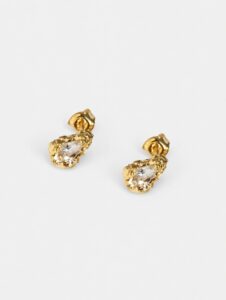 Kolczyki srebrne, złocone, topaz - Desire Pear Studs