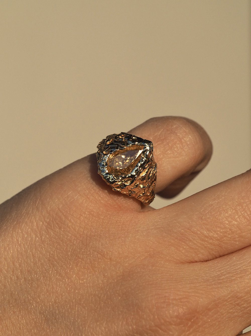 Pierścionek złoty, diament - Desire Fancy Yellow Pear