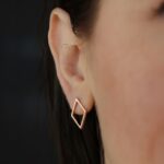 Kolczyki srebrne, złocone - Rhombs