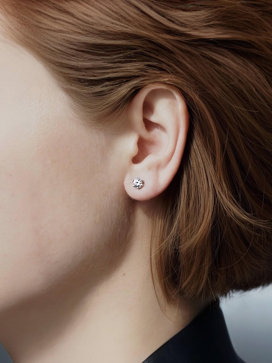 Kolczyki złote, diament lab - Classic Studs