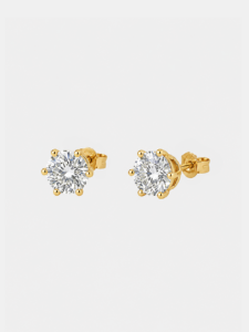 Kolczyki złote, diament lab - Classic Studs 2 ct